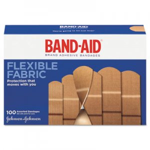 Band-Aid Flexible Fabric Adhesive Bandages, Assorted, 100/Box JOJ11507800 11507800