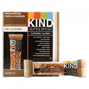 KIND Nuts and Spices Bar, Madagascar Vanilla Almond, 1.4 oz, 12/Box KND17850 17850