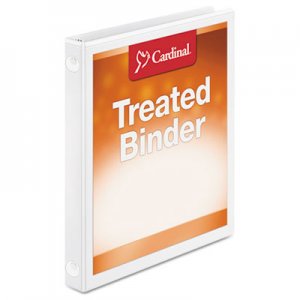 Cardinal Treated Binder ClearVue Locking Round Ring Binder, 3 Rings, 0.5" Capacity, 11 x 8.5, White CRD32250 32250