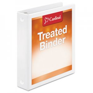 Cardinal Treated Binder ClearVue Locking Round Ring Binder, 3 Rings, 1.5" Capacity, 11 x 8.5, White CRD32215 32215