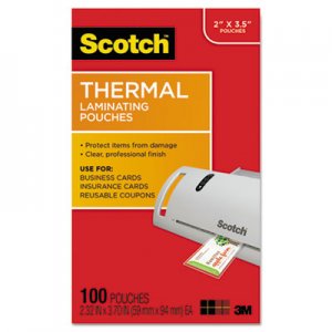 Scotch Laminating Pouches, 5 mil, 3.75" x 2.38", Gloss Clear, 100/Pack MMMTP5851100 TP5851-100