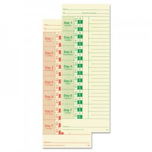 Lathem Time Universal Time Card, Side Print, 3 1/2 x 9, Bi-Weekly/Weekly, 2-Sided 100/Pack LTHM2100