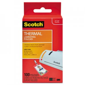 Scotch Laminating Pouches, 5 mil, 2.25" x 4.25", Gloss Clear, 100/Pack MMMTP5852100 TP5852-100