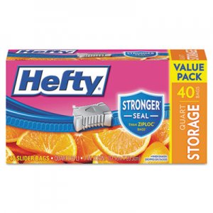 Hefty Slider Bags, 1 qt, 1.5 mil, 8" x 7", Clear, 40/Box RFPR81240 R81240