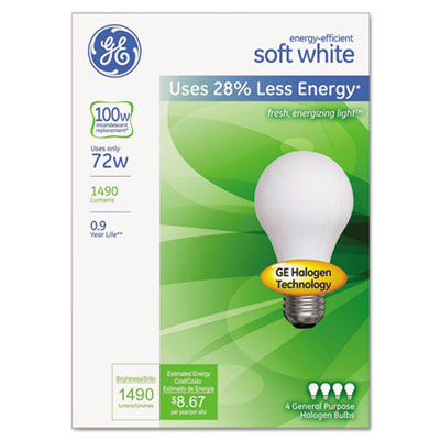 for sale online gel66249 Halogen Bulb Globe 72 Watts Soft White 4 Bulbs