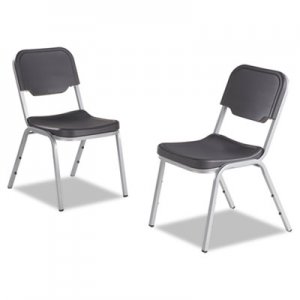 Iceberg Rough 'N Ready Original Stack Chair, Charcoal Seat/Charcoal Back, Silver Base, 4/Carton ICE64117 64117