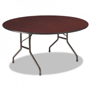 Iceberg Premium Wood Laminate Folding Table, 60 Dia. x 29h, Mahogany Top/Gray Base ICE55264 55264