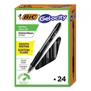 BIC Gel-ocity Retractable Gel Pen Value Pack, Medium 0.7 mm, Black Ink/Barrel, 24/Pack BICRLC241BK RLC241-BK