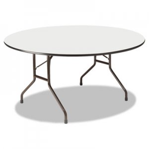 Iceberg Premium Wood Laminate Folding Table, 60 Dia. x 29h, Gray Top/Charcoal Base ICE55267 55267