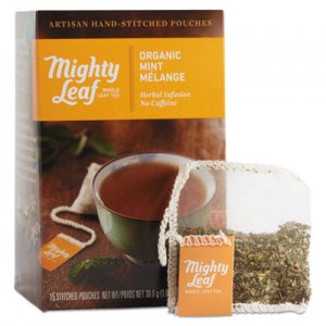Mighty Leaf Tea Whole Leaf Tea Pouches, Organic Mint Melange, 15/Box PEE510142 510142