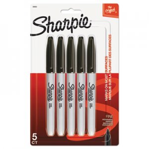 Sharpie Fine Tip Permanent Marker, Black, 5/Pack SAN30665PP 30665PP