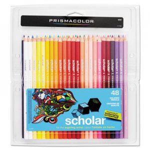 Prismacolor Scholar Colored Pencil Set, 3 mm, HB (#2.5), Assorted Lead/Barrel Colors, 48/Pack SAN92807 92807