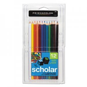 Prismacolor Scholar Colored Pencil Set, 3 mm, 2B (#2), Assorted Lead/Barrel Colors, Dozen SAN92804 92804