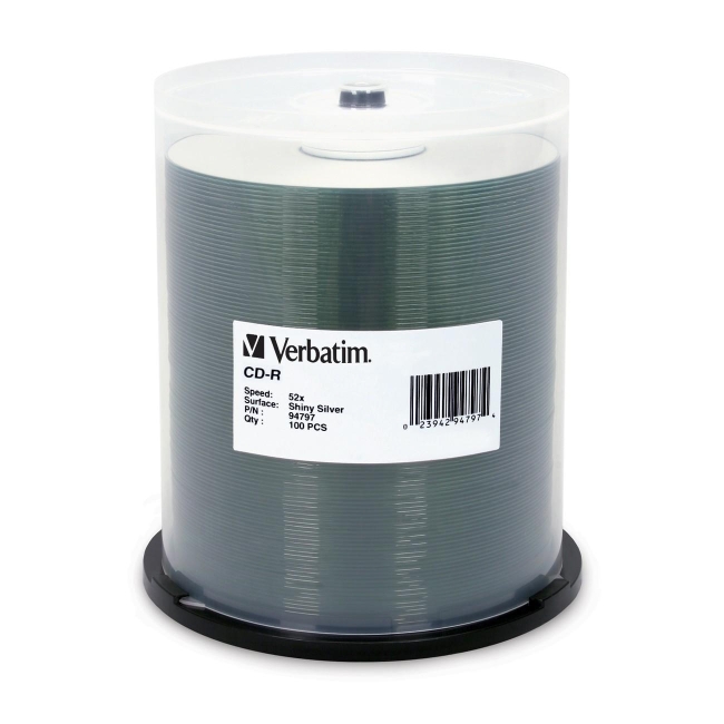 Verbatim CD-R 80MIN 700MB 52x Shiny Silver 100pk Spindle 94797