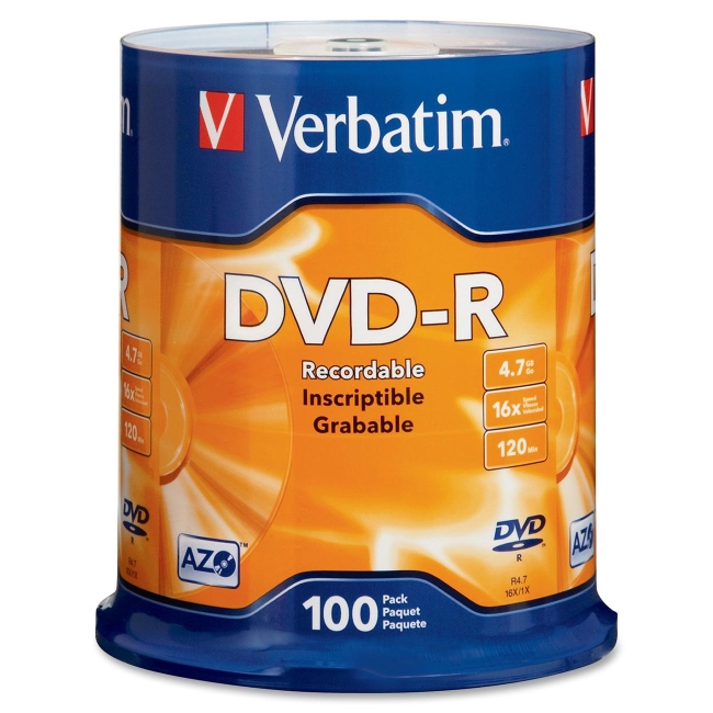 Verbatim DVD-R 4.7GB 16x 100pk Spindle 95102
