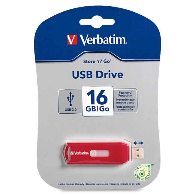 Jordbær parti sortie Verbatim 16GB Store 'n' Go USB 2.0 Flash Drive 96317