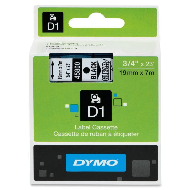 Dymo Black on Clear D1 Label Tape 45800