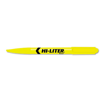 HI-LITER Pen Style Highlighter, Chisel Tip, Fluorescent Yellow Ink, 12/Pk 23591 AVE23591