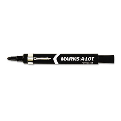 Marks-A-Lot Permanent Marker, Large Bullet Tip, Black, Dozen 24878 AVE24878