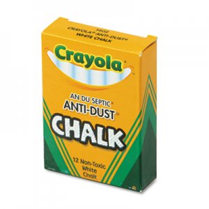 Crayola Nontoxic Anti-Dust Chalk, White, 12 Sticks/Box CYO501402 501402
