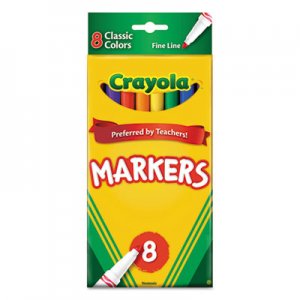 Crayola Non-Washable Marker, Fine Bullet Tip, Assorted Colors, 8/Pack CYO587709 587709