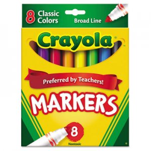 Crayola Non-Washable Marker, Broad Bullet Tip, Assorted Colors, 8/Pack CYO587708 587708