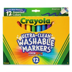 Crayola Ultra-Clean Washable Markers, Broad Bullet Tip, Assorted Colors, Dozen CYO587812 587812