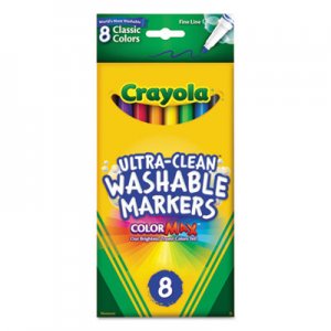 Crayola Ultra-Clean Washable Markers, Fine Bullet Tip, Classic Colors, 8/Pack CYO587809 587809
