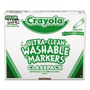 Crayola Ultra-Clean Washable Marker Classpack, Fine Line, Assorted Colors, 200/Pack CYO588211 588211