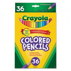Crayola Short-Length Colored Pencil Set, 3.3 mm, 2B (#1), Assorted Lead/Barrel Colors, 36/Pack CYO684036 684036