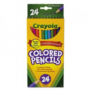 Crayola Long-Length Colored Pencil Set, 3.3 mm, 2B (#1), Assorted Lead/Barrel Colors, 24/Pack CYO684024 684024