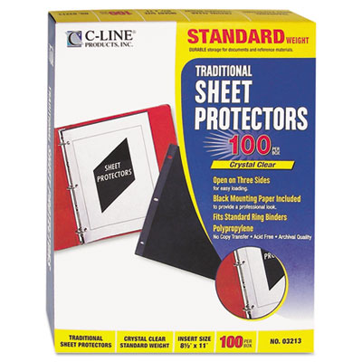 C-Line Traditional Polypropylene Sheet Protector, Standard Weight, 11 x 8 1/2, 100/BX 03213 CLI03213