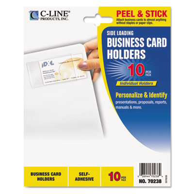 C-Line Self-Adhesive Business Card Holders, Side Load, 3-1/2 x 2, Clear, 10/Pack 70238 CLI70238