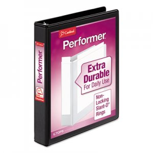 Cardinal Performer ClearVue Slant-D Ring Binder, 3 Rings, 1" Capacity, 11 x 8.5, Black CRD17201 17201