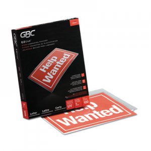 GBC EZUse Thermal Laminating Pouches, 7 mil, 9" x 11.5", Gloss Clear, 100/Box GBC3200717 3200717CF