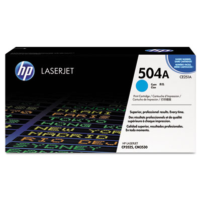 HP 504A, Cyan Original LaserJet Toner Cartridge CE251A HEWCE251A