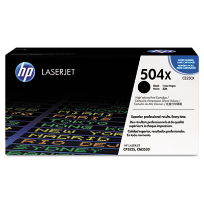 HP 504X, High Yield Black Original LaserJet Toner Cartridge CE250X HEWCE250X