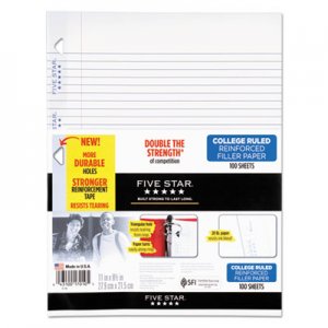 Five Star Reinforced Filler Paper, 3-Hole, 8.5 x 11, College Rule, 100/Pack MEA17010 17010
