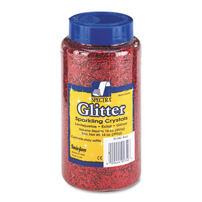 Pacon Spectra Glitter, .04 Hexagon Crystals, Red, 16 oz Shaker-Top Jar 91740 PAC91740