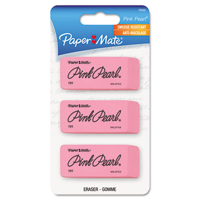 Paper Mate Pink Pearl Eraser, Medium, 3/Pack 70502 PAP70502