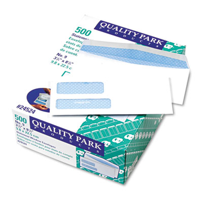 Quality Park Double Window Security Tinted Invoice & Check Envelope, #9, White, 500/Box 24524 QUA24524