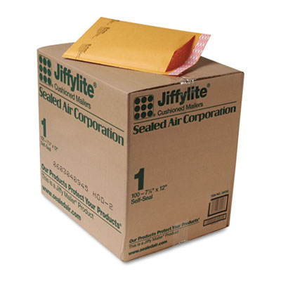 Sealed Air Jiffylite Self-Seal Mailer, Side Seam, #1, 7 1/4 x 12, Golden Brown, 100/Carton 39092 SEL39092