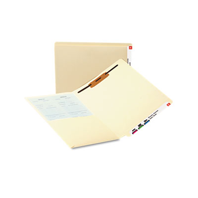 Smead Reinforced End Tab Pocket Folder, Fastener, Straight Cut, Letter, Manila, 50/Box 34100 SMD34100