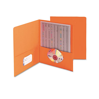 Smead Two-Pocket Portfolio, Embossed Leather Grain Paper, Orange, 25/Box 87858 SMD87858