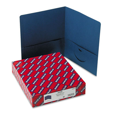 Smead Two-Pocket Folders, Embossed Leather Grain Paper, Dark Blue, 25/Box 87854 SMD87854