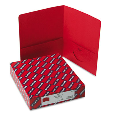 Smead Two-Pocket Portfolio, Embossed Leather Grain Paper, Red, 25/Box 87859 SMD87859