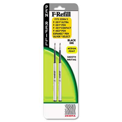 Zebra Refill for F-301, F-301 Ultra, F-402, 301A, Spiral Ballpoint, Med, Black, 2/Pack 85412 ZEB85412