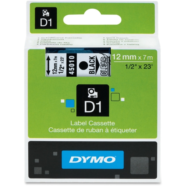 Dymo Black on Clear D1 Label Tape 45010