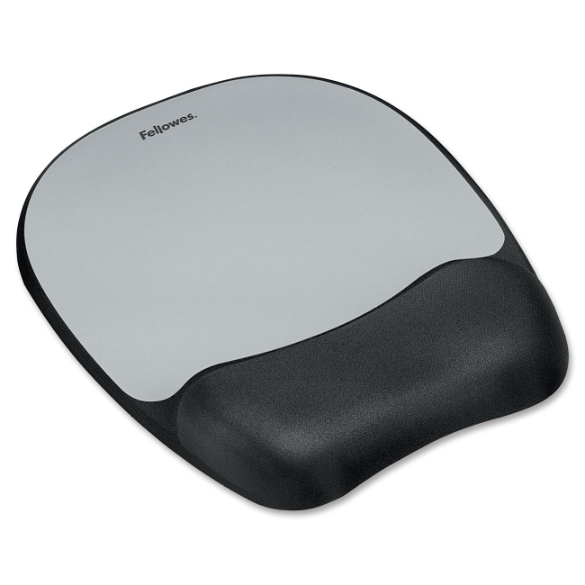 Fellowes Memory foam Mouse Pad/Wrist Rest- Silver Streak - TAA Compliant 9175801