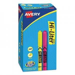 Avery HI-LITER Pen-Style Highlighters, Chisel Tip, Assorted Colors, 24/Pack AVE29861 29861